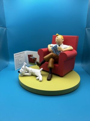 Tintin fauteuil rouge avec Milou en résine
