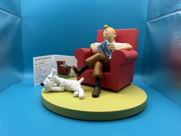 Tintin fauteuil rouge avec Milou en résine