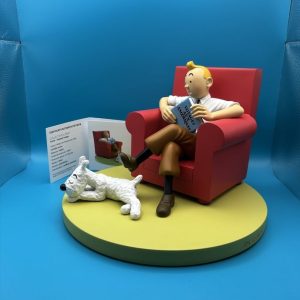 Tintin fauteuil rouge avec Milou en résine